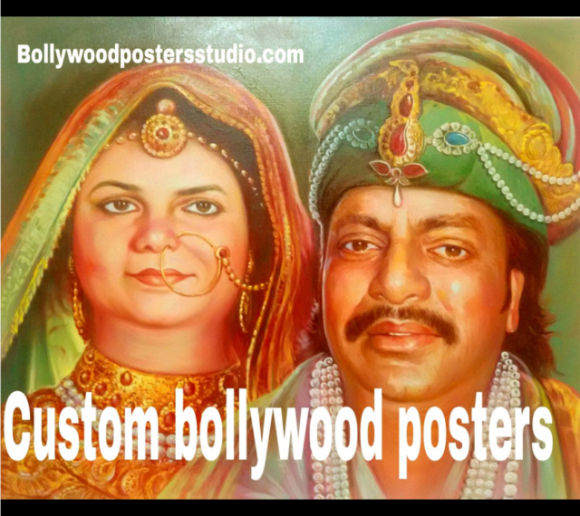 Custom online Bollywood poster or hand painted portrait - The fusion of photo and Bollywood poster on canvas