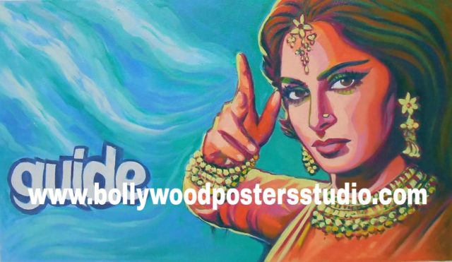 Hand painted classic Indian movie poster art on oil canvas