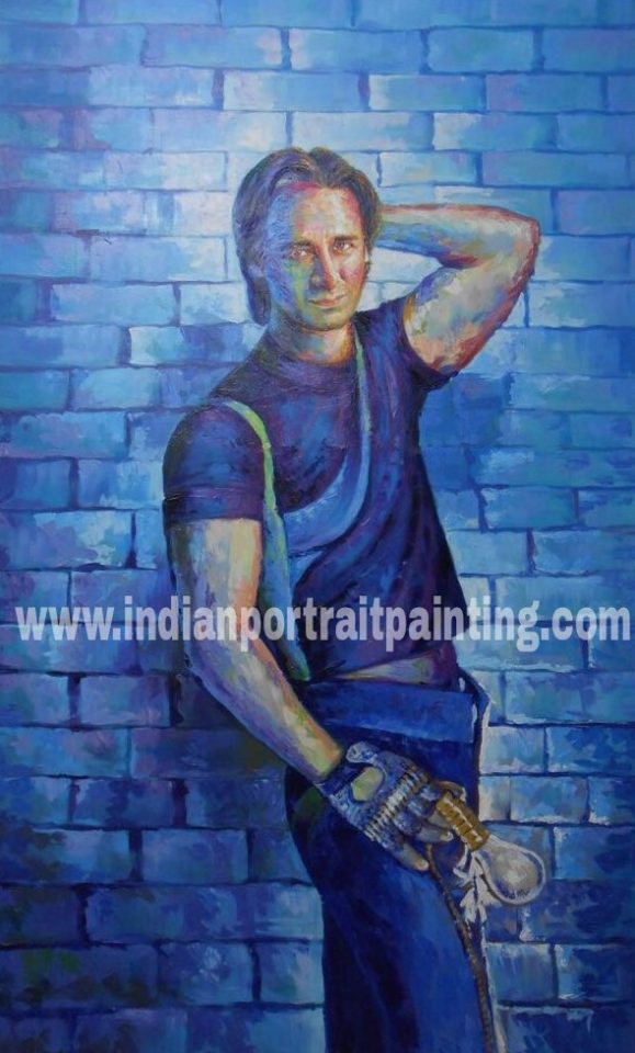 Customized hand painted portrait Bollywood theme knife art poster online service