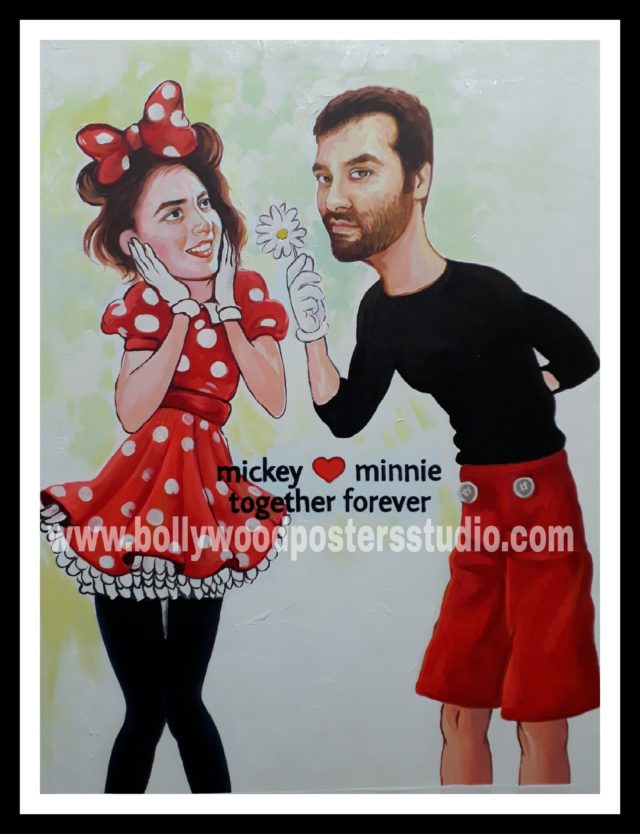 Creative cartoon style gift hand painted on canvas