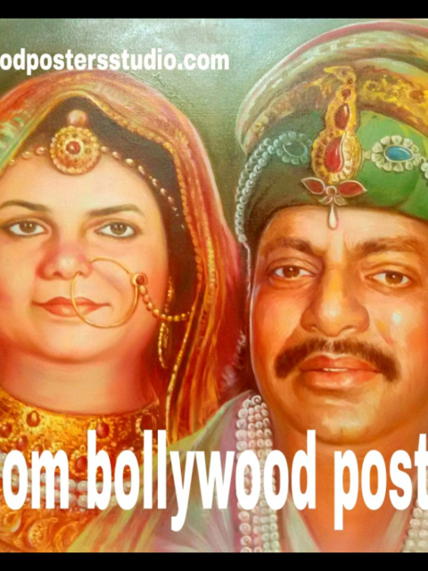 Custom online Bollywood poster or hand painted portrait – The fusion of photo and Bollywood poster on canvas