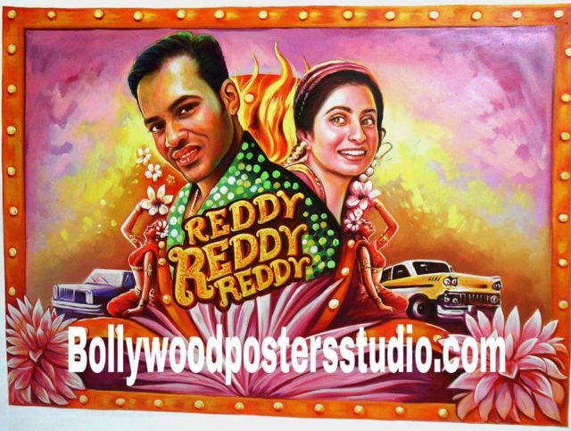 Hand drawn Bollywood posters on oil canvas