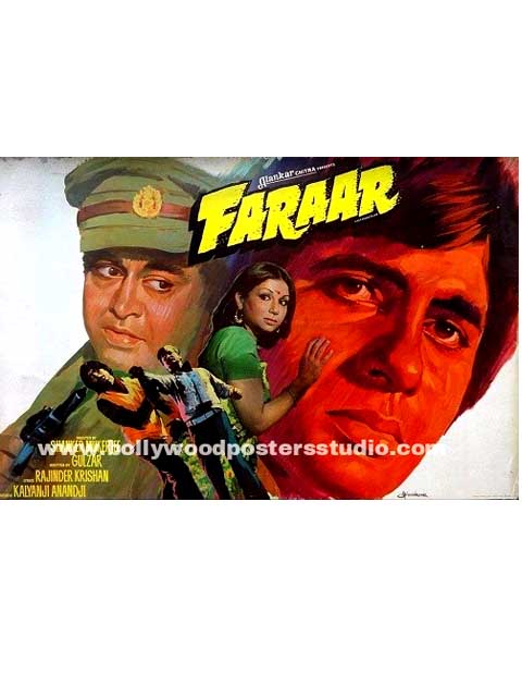 Hand painted bollywood movie posters Faraar - Amitabh bachchan