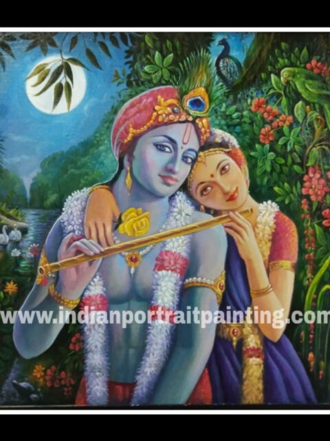 BEST CANVAS ART ON OIL CANVAS – RADHA KISHAN HAND PAINTED REPRODUCTION