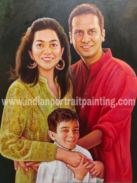 Real family portrait painting