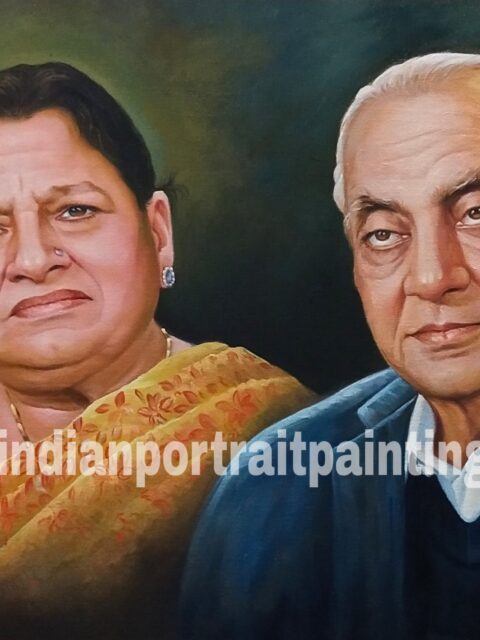 Real hand painted canvas portrait