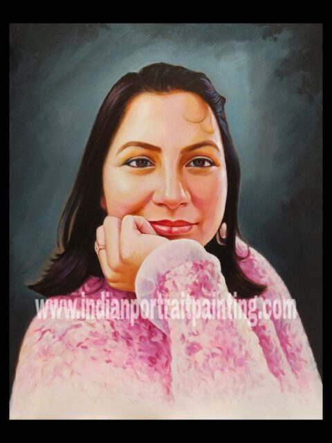 Handmade portrait painting for wife